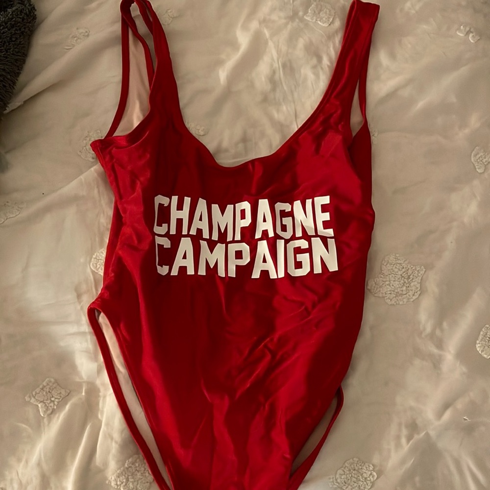 PRIVATE PARTY champagne campaign swimsuit